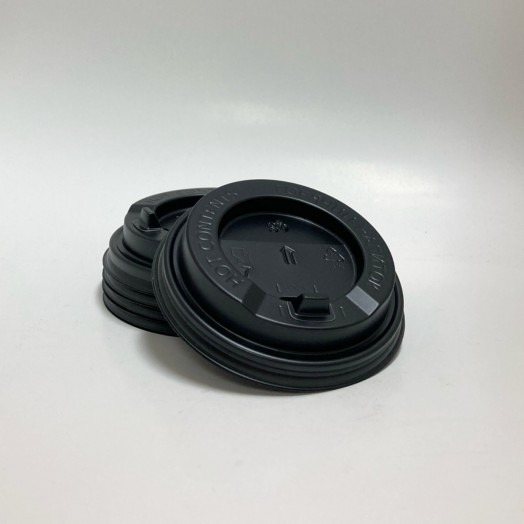 Крышки для стаканов пластиковые с питейником, 89 мм (черный)